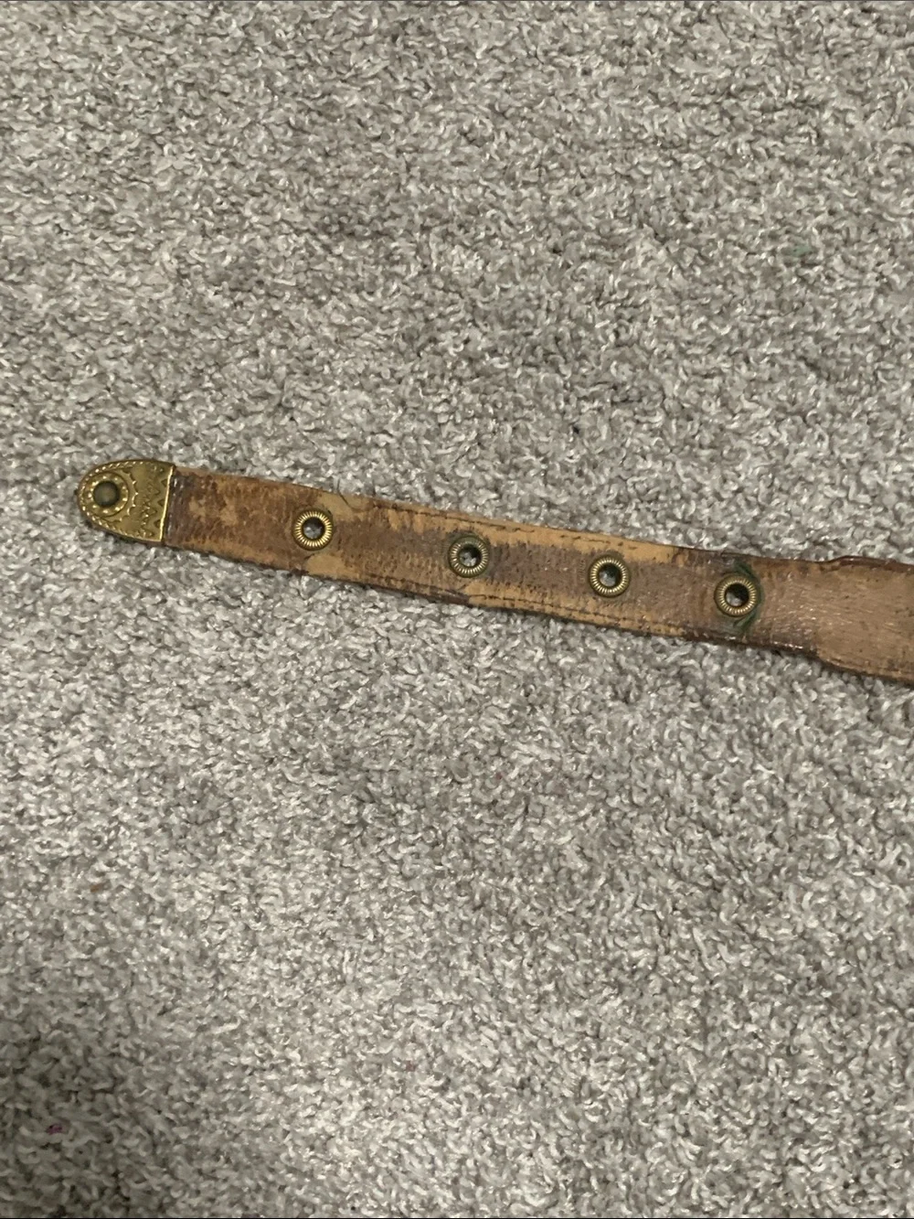 Vintage Brown Distressed Leather Belt with Brass Buckle